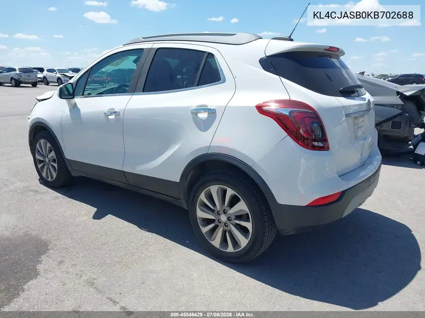 2019 Buick Encore Fwd Preferred VIN: KL4CJASB0KB702688 Lot: 45546429