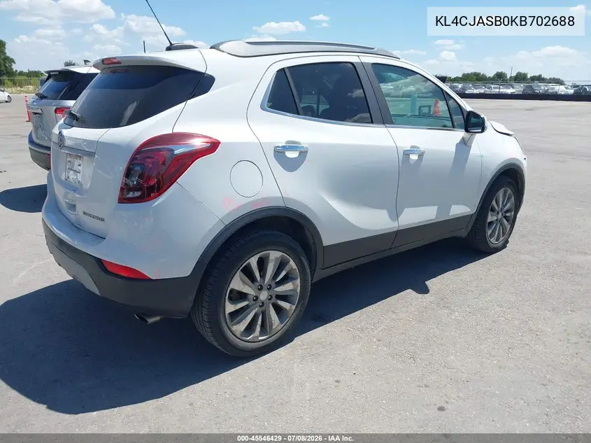 2019 Buick Encore Fwd Preferred VIN: KL4CJASB0KB702688 Lot: 45546429