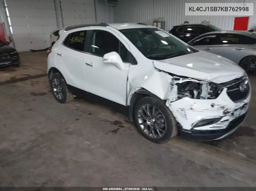 2019 Buick Encore Fwd Sport Touring VIN: KL4CJ1SB7KB762998 Lot: 45585664