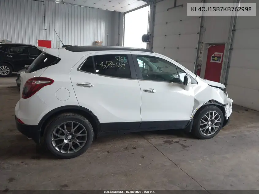 2019 Buick Encore Fwd Sport Touring VIN: KL4CJ1SB7KB762998 Lot: 45585664