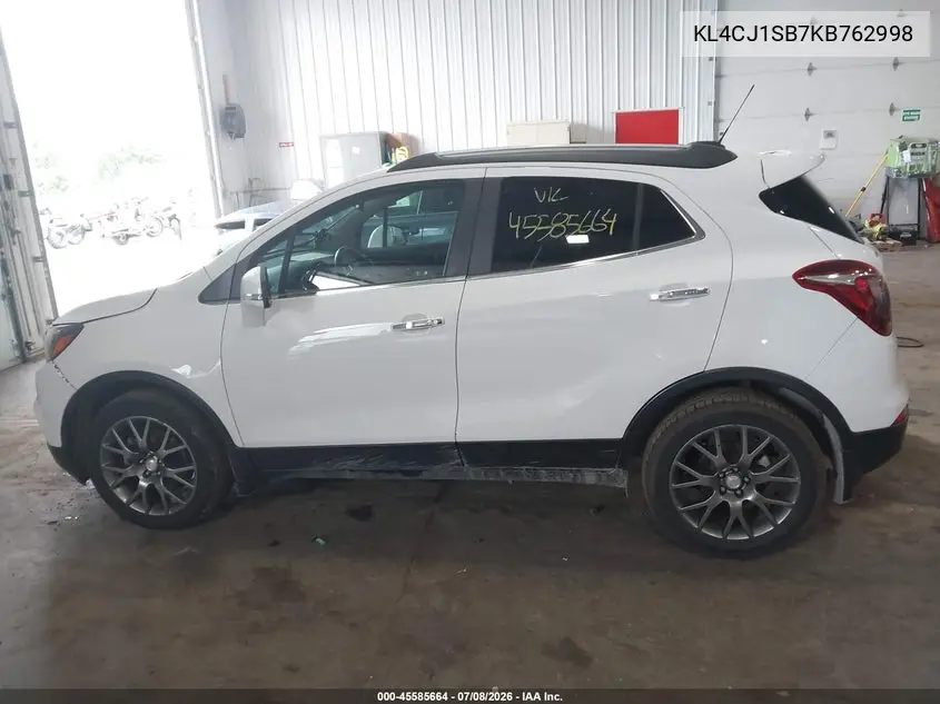 2019 Buick Encore Fwd Sport Touring VIN: KL4CJ1SB7KB762998 Lot: 45585664