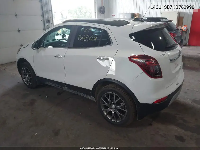 2019 Buick Encore Fwd Sport Touring VIN: KL4CJ1SB7KB762998 Lot: 45585664
