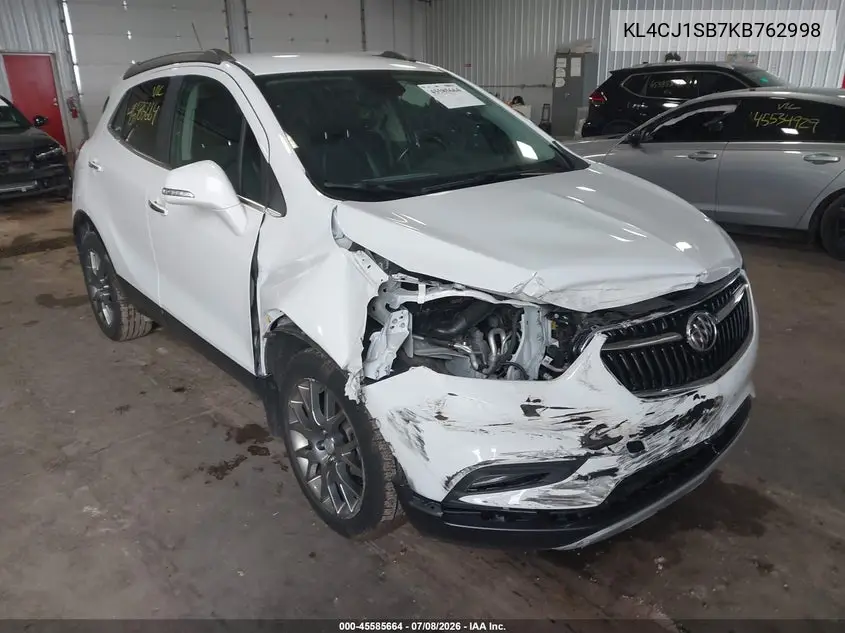 2019 Buick Encore Fwd Sport Touring VIN: KL4CJ1SB7KB762998 Lot: 45585664