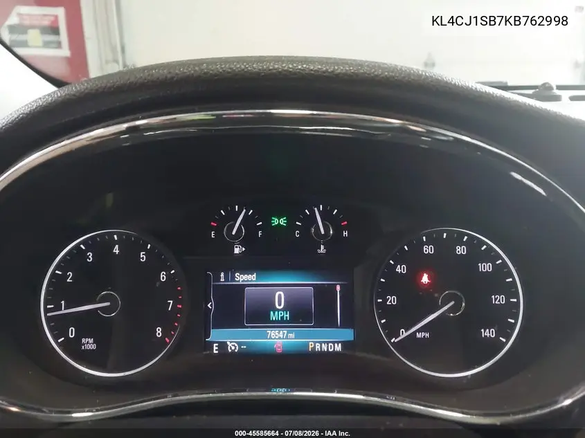 2019 Buick Encore Fwd Sport Touring VIN: KL4CJ1SB7KB762998 Lot: 45585664