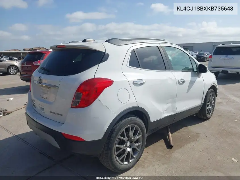 2019 Buick Encore Fwd Sport Touring VIN: KL4CJ1SBXKB735648 Lot: 45626873