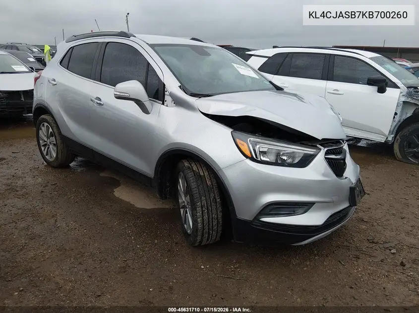 2019 Buick Encore Fwd Preferred VIN: KL4CJASB7KB700260 Lot: 45631710