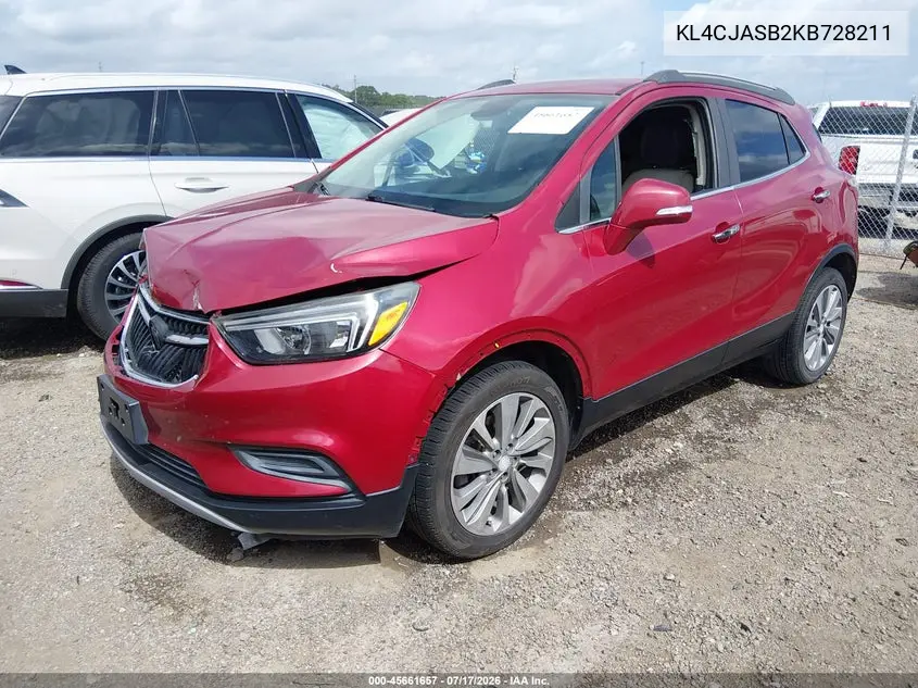 2019 Buick Encore Fwd Preferred VIN: KL4CJASB2KB728211 Lot: 45661657