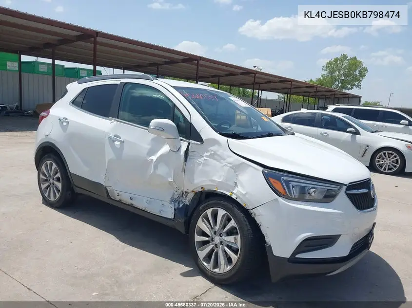 2019 Buick Encore Awd Preferred VIN: KL4CJESB0KB798474 Lot: 45680337