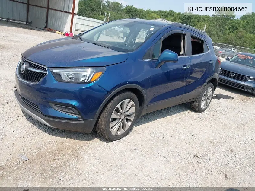 2020 Buick Encore Awd Preferred VIN: KL4CJESBXLB004663 Lot: 45624467
