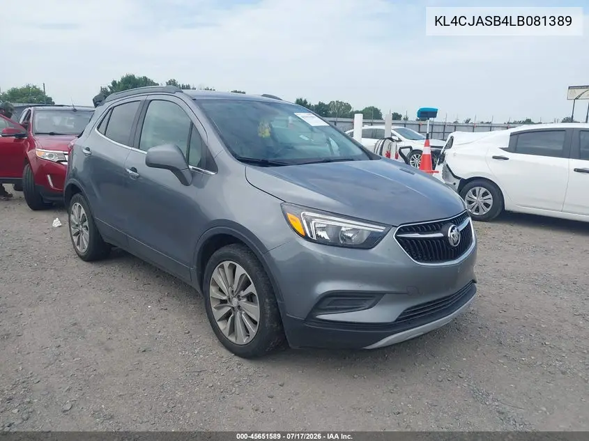 2020 Buick Encore Fwd Preferred VIN: KL4CJASB4LB081389 Lot: 45651589
