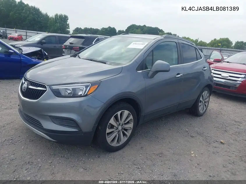 2020 Buick Encore Fwd Preferred VIN: KL4CJASB4LB081389 Lot: 45651589