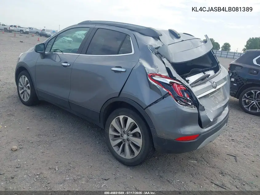 2020 Buick Encore Fwd Preferred VIN: KL4CJASB4LB081389 Lot: 45651589