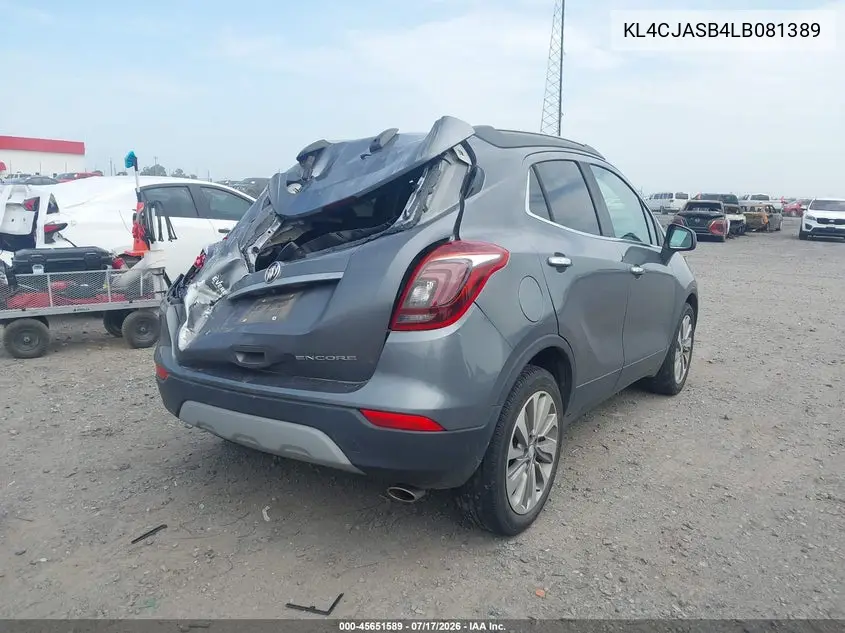 2020 Buick Encore Fwd Preferred VIN: KL4CJASB4LB081389 Lot: 45651589
