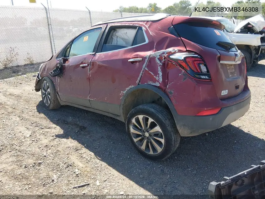 2021 Buick Encore Awd Preferred VIN: KL4CJESBXMB346308 Lot: 45589731