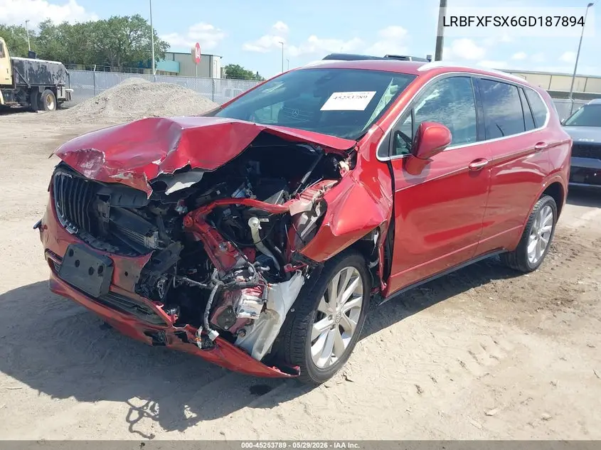 2016 Buick Envision Premium Ii VIN: LRBFXFSX6GD187894 Lot: 45253789