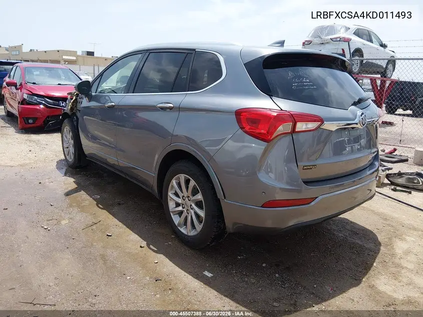 2019 Buick Envision Fwd Essence VIN: LRBFXCSA4KD011493 Lot: 45507388