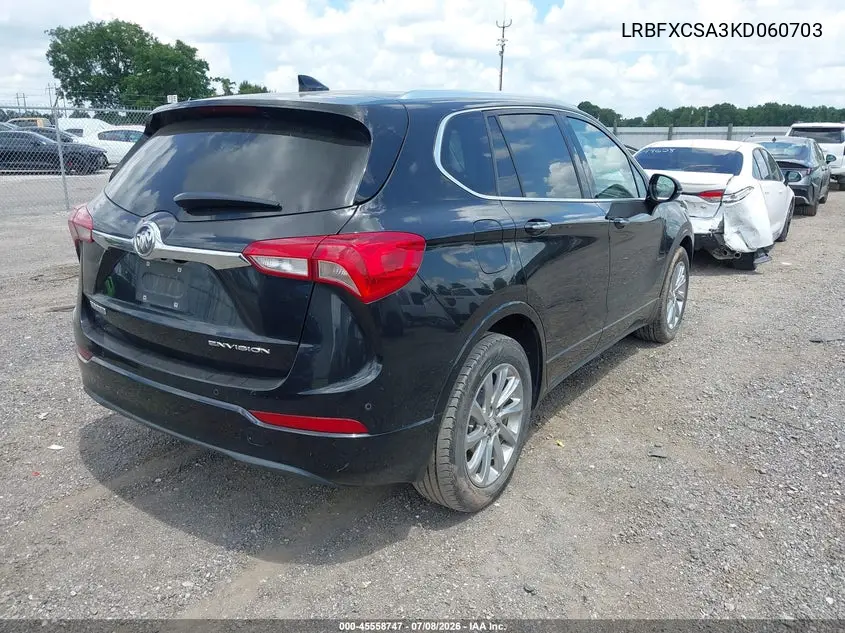 2019 Buick Envision Fwd Essence VIN: LRBFXCSA3KD060703 Lot: 45558747