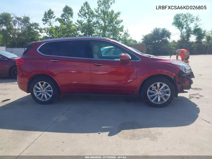 2019 Buick Envision Fwd Essence VIN: LRBFXCSA6KD026805 Lot: 45568330