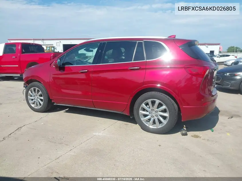 2019 Buick Envision Fwd Essence VIN: LRBFXCSA6KD026805 Lot: 45568330