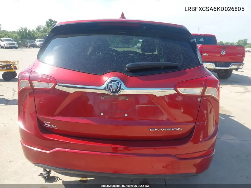 2019 Buick Envision Fwd Essence VIN: LRBFXCSA6KD026805 Lot: 45568330