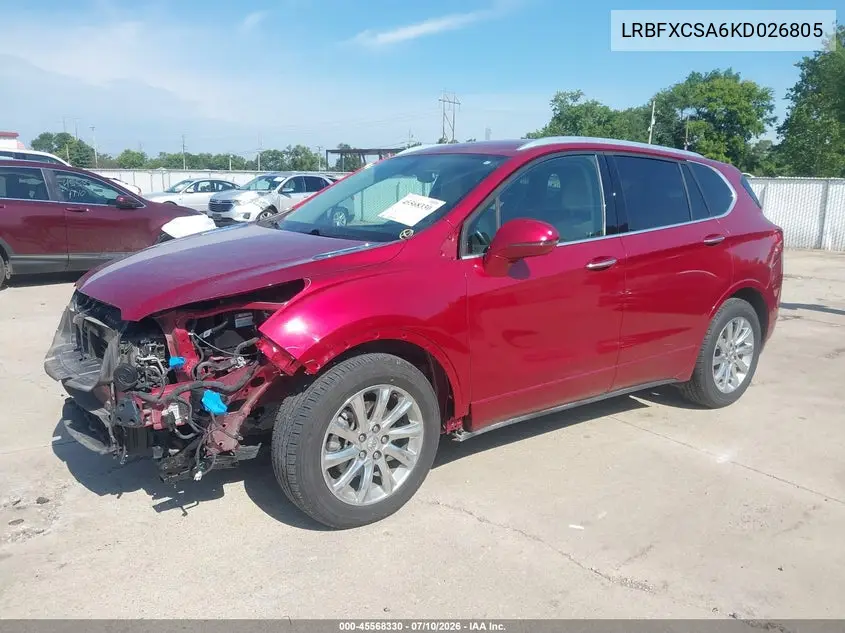 2019 Buick Envision Fwd Essence VIN: LRBFXCSA6KD026805 Lot: 45568330