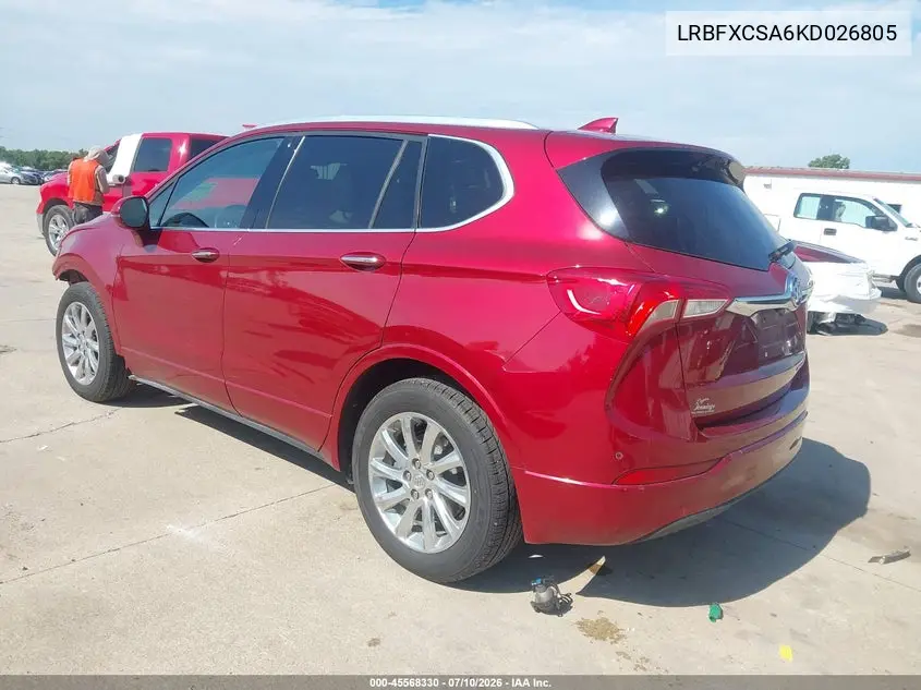 2019 Buick Envision Fwd Essence VIN: LRBFXCSA6KD026805 Lot: 45568330
