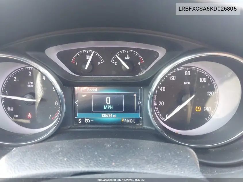 2019 Buick Envision Fwd Essence VIN: LRBFXCSA6KD026805 Lot: 45568330