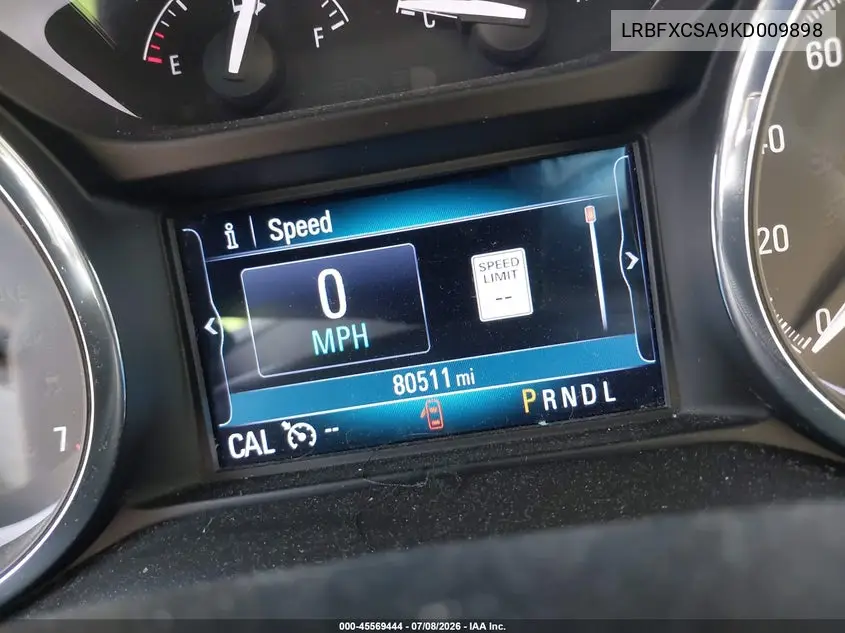 2019 Buick Envision Fwd Essence VIN: LRBFXCSA9KD009898 Lot: 45569444