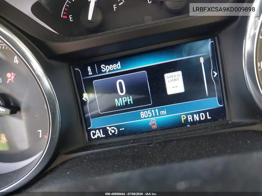 2019 Buick Envision Fwd Essence VIN: LRBFXCSA9KD009898 Lot: 45569444