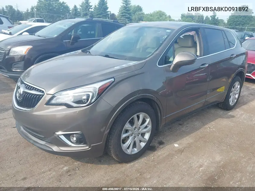 2019 Buick Envision Fwd Preferred VIN: LRBFXBSA8KD091892 Lot: 45628017