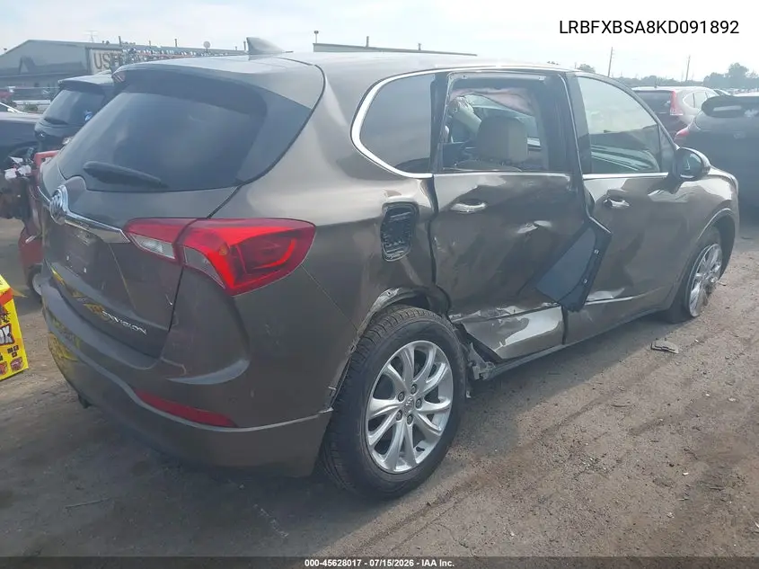 2019 Buick Envision Fwd Preferred VIN: LRBFXBSA8KD091892 Lot: 45628017