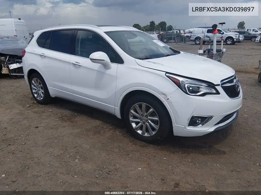2019 Buick Envision Fwd Essence VIN: LRBFXCSA3KD039897 Lot: 45662203