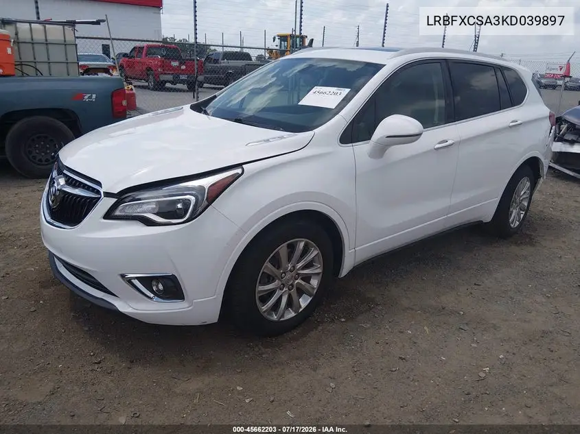2019 Buick Envision Fwd Essence VIN: LRBFXCSA3KD039897 Lot: 45662203