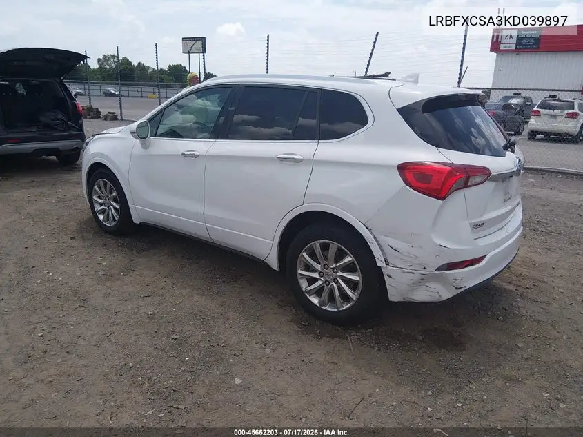 2019 Buick Envision Fwd Essence VIN: LRBFXCSA3KD039897 Lot: 45662203