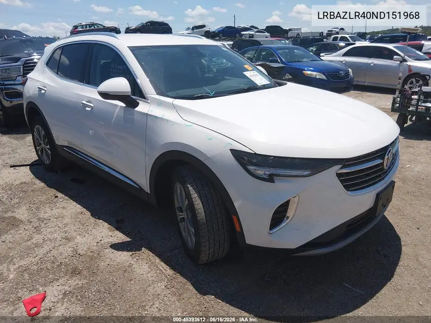 2022 Buick Envision Fwd Preferred VIN: LRBAZLR40ND151968 Lot: 45393612
