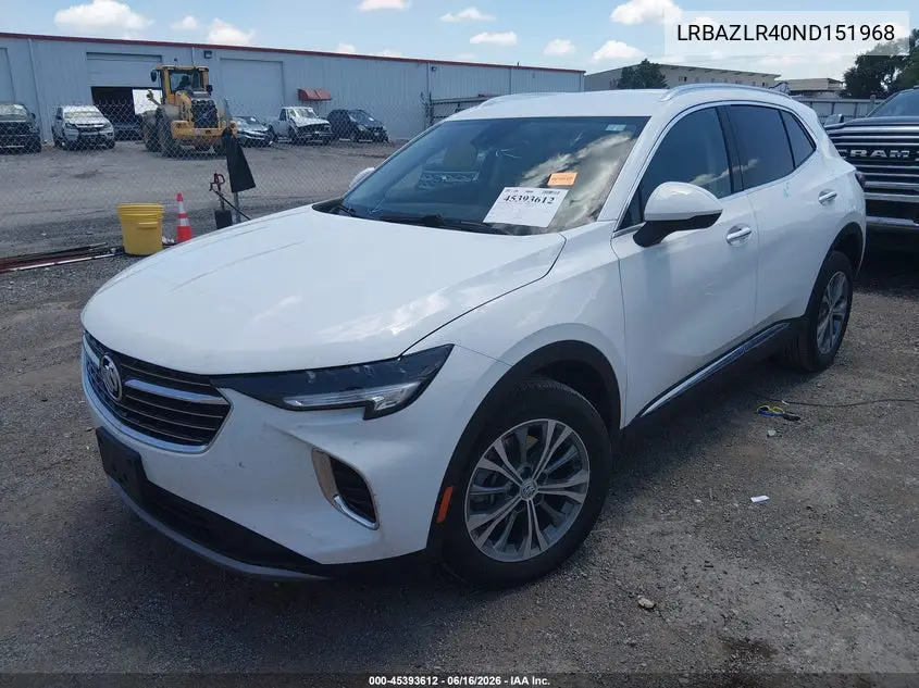 2022 Buick Envision Fwd Preferred VIN: LRBAZLR40ND151968 Lot: 45393612