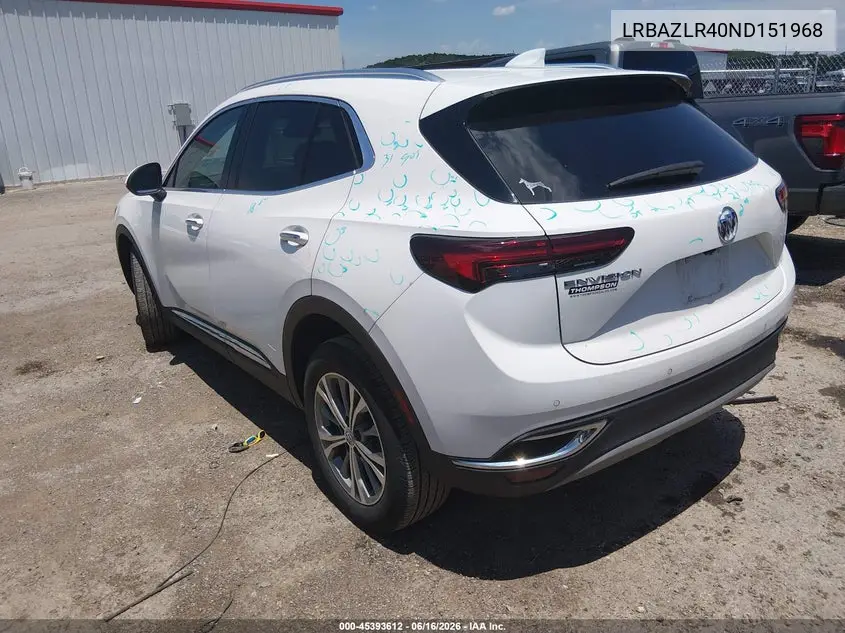 2022 Buick Envision Fwd Preferred VIN: LRBAZLR40ND151968 Lot: 45393612