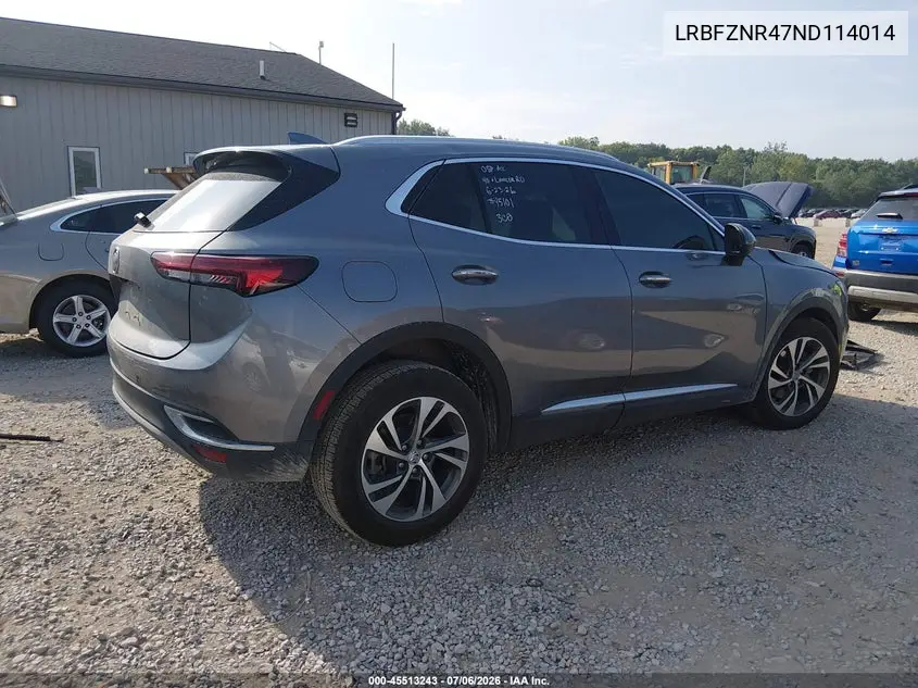 2022 Buick Envision Fwd Essence VIN: LRBFZNR47ND114014 Lot: 45513243