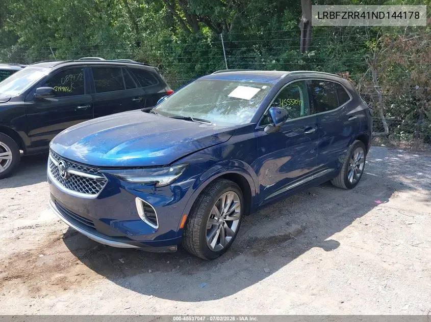 2022 Buick Envision Fwd Avenir VIN: LRBFZRR41ND144178 Lot: 45537047
