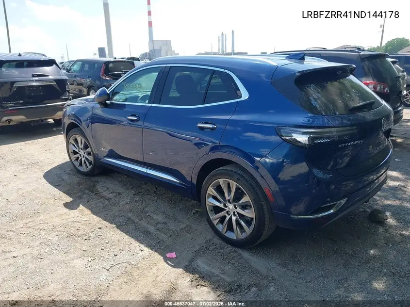 2022 Buick Envision Fwd Avenir VIN: LRBFZRR41ND144178 Lot: 45537047