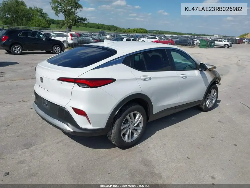 2024 Buick Envista Preferred Fwd VIN: KL47LAE23RB026982 Lot: 45411655