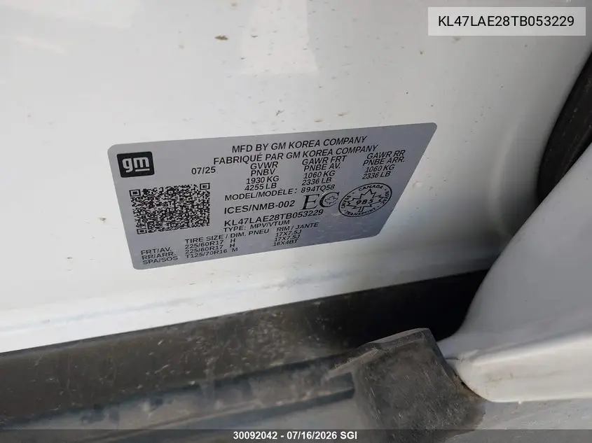 2026 Buick Envista Preferred VIN: KL47LAE28TB053229 Lot: 30092042