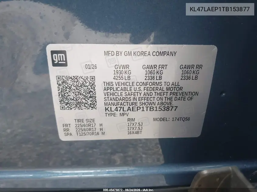 2026 Buick Envista Preferred Fwd VIN: KL47LAEP1TB153877 Lot: 45475872