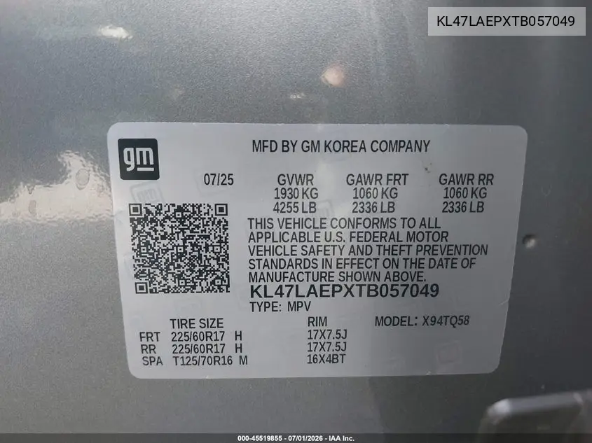 2026 Buick Envista Preferred Fwd VIN: KL47LAEPXTB057049 Lot: 45519855