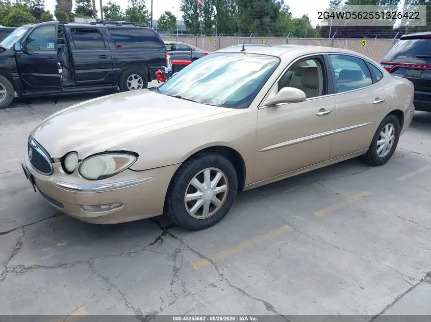 2005 Buick Lacrosse Cxl VIN: 2G4WD562551326422 Lot: 45255662