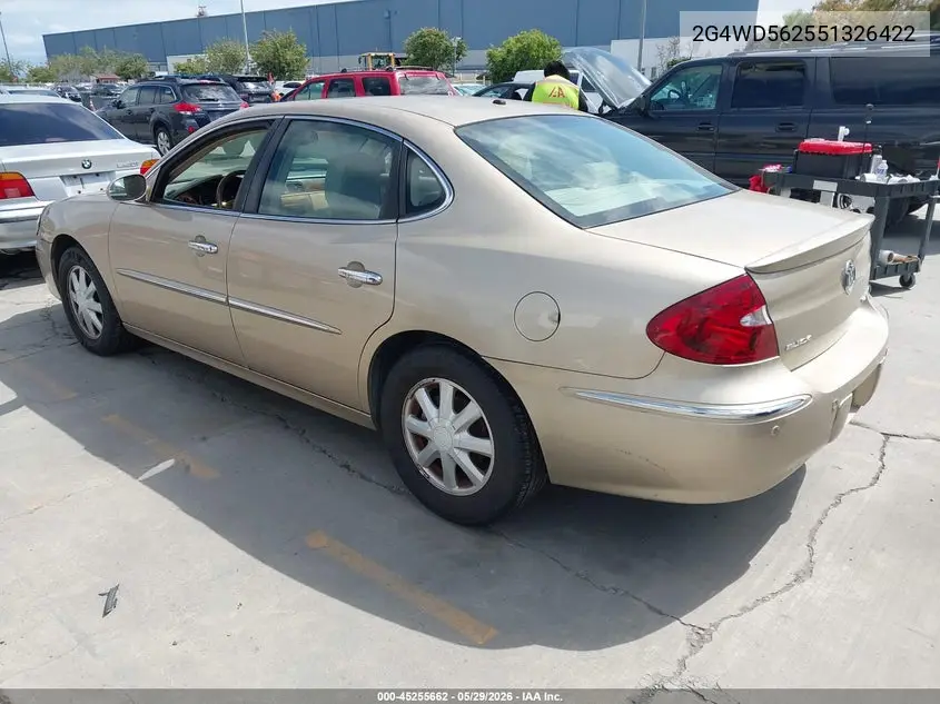 2005 Buick Lacrosse Cxl VIN: 2G4WD562551326422 Lot: 45255662