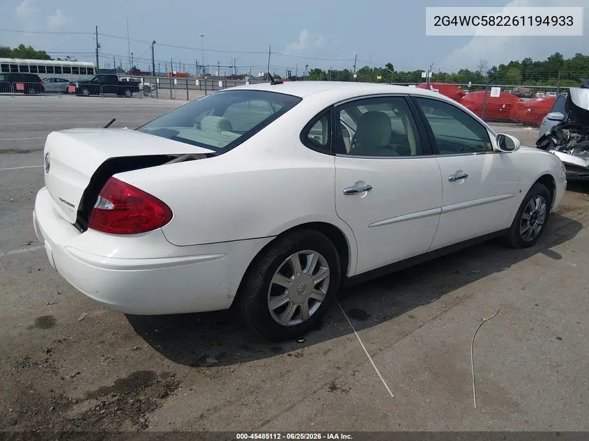 2006 Buick Lacrosse Cx VIN: 2G4WC582261194933 Lot: 45485112