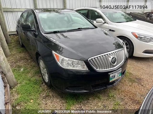 2010 Buick Lacrosse Cx V6 VIN: 1G4GJ5EG2AF117894 Lot: 20265891