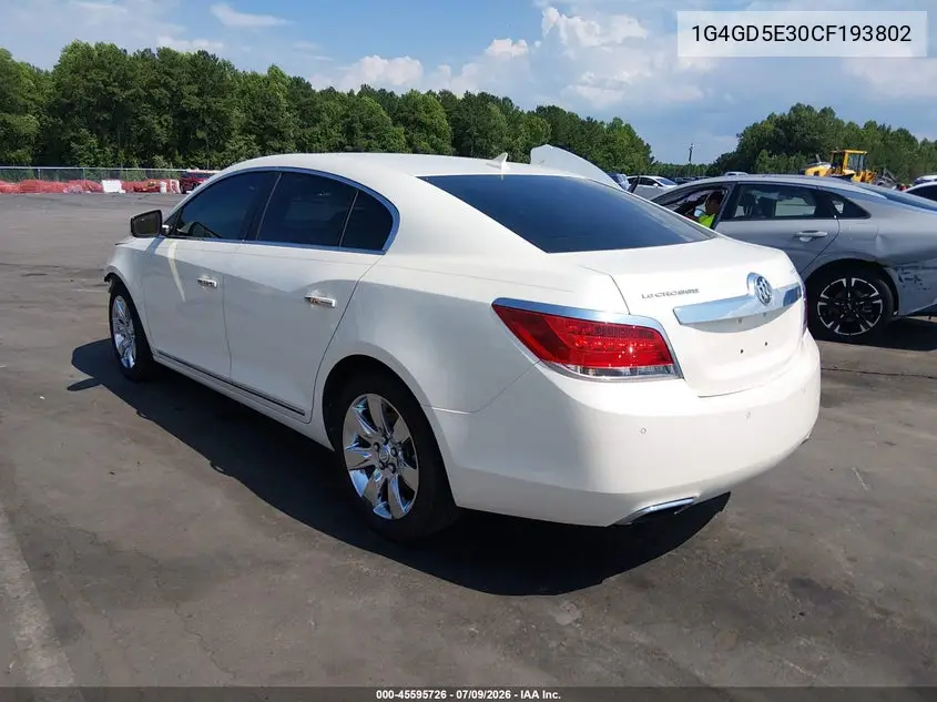 2012 Buick Lacrosse Premium 1 Group VIN: 1G4GD5E30CF193802 Lot: 45595726