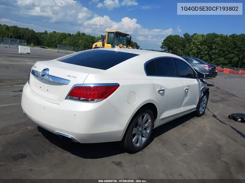 2012 Buick Lacrosse Premium 1 Group VIN: 1G4GD5E30CF193802 Lot: 45595726